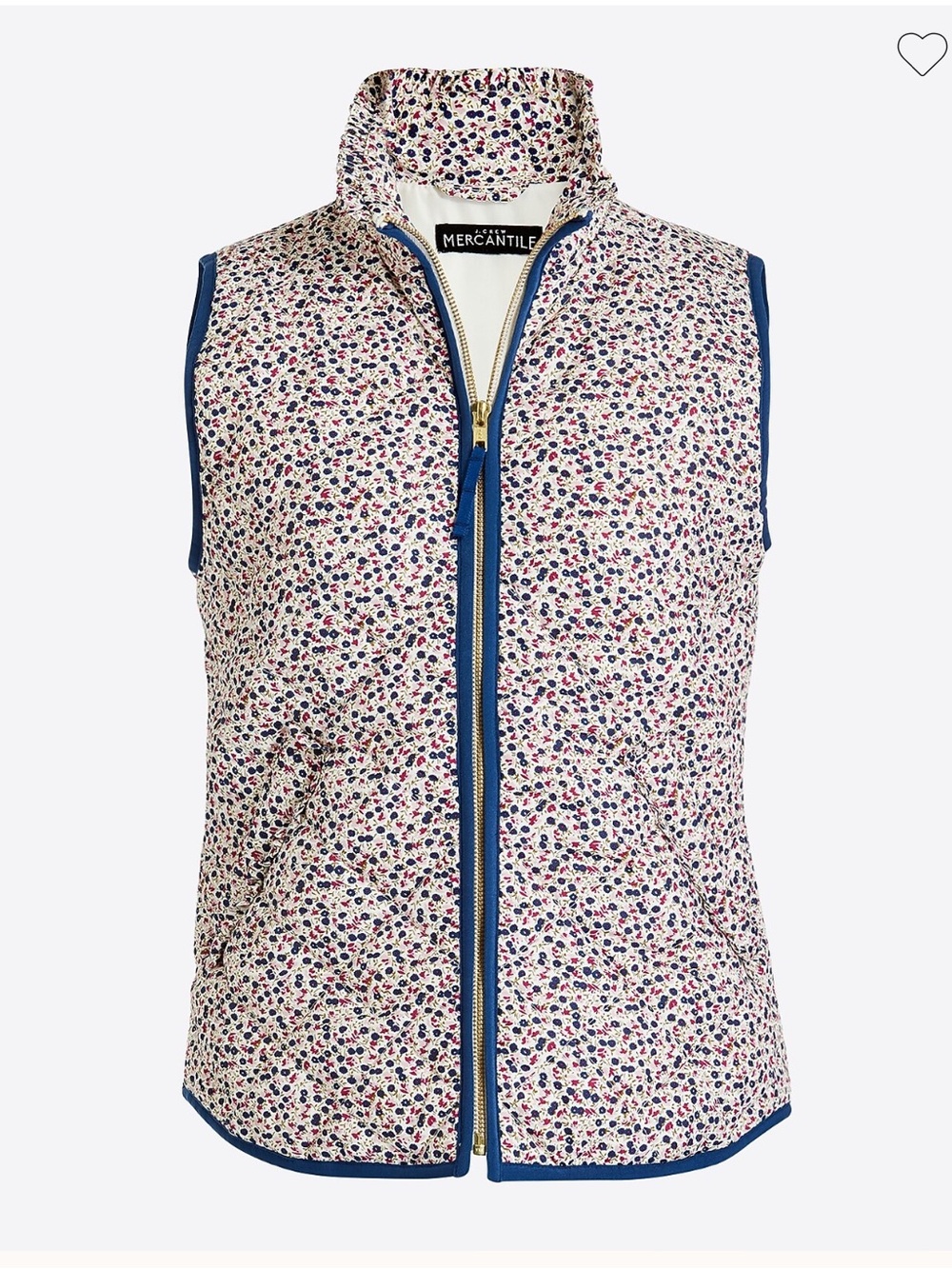 J.Crew Mercantile XS Floral Quilted Puffer Vest Ruffle Collar liberty print